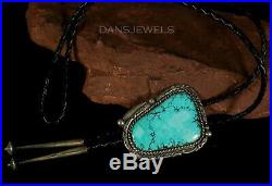 Old Pawn Vintage NAVAJO Handmade Spiderweb Turquoise & Sterling Bolo Tie