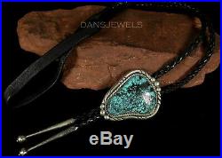 Old Pawn Vintage NAVAJO Sterling Silver & Spiderweb Turquoise Bolo Tie