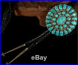 Old Pawn Vintage Navajo 1970's Gorgeous Cluster TURQUOISE Sterling Bolo Tie