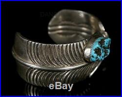Old Pawn Vintage Navajo Men's HEAVY Sterling NATURAL NUGGET Turquoise Bracelet