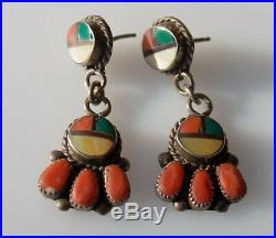 Old Pawn Zuni Navajo Sterling Silver Coral Turquoise MOP Alpaca Jewelry Lot 35g