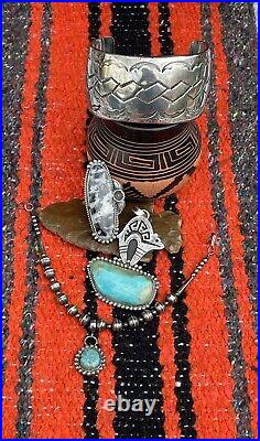 Old Southwest Native American Stamped Sterling Silver Bracelet