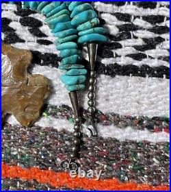 Old Southwest Native American Turquoise Necklace Sterling Silver 19 Inches