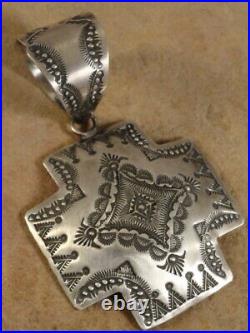 Old Style Navajo Sterling Silver Santa Fe Cross Pendant