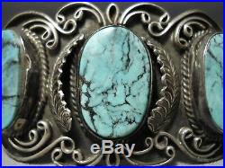 One Of The Best Vintage Navajo Blue Diamond Turquoise Sterling Silver Bracelet