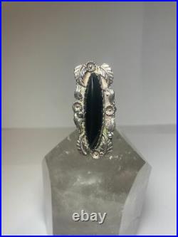 Onyx ring long Navajo sterling silver women girls