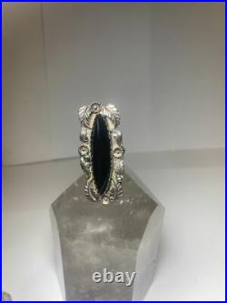 Onyx ring long Navajo sterling silver women girls