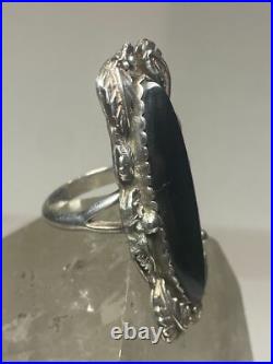 Onyx ring long Navajo sterling silver women girls