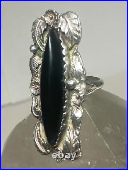 Onyx ring long Navajo sterling silver women girls