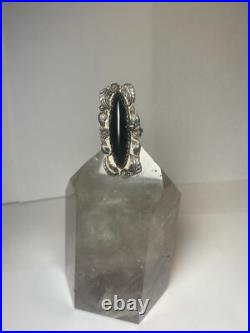Onyx ring long Navajo sterling silver women girls