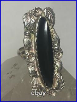 Onyx ring long Navajo sterling silver women girls