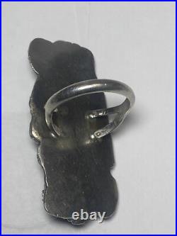 Onyx ring long Navajo sterling silver women girls