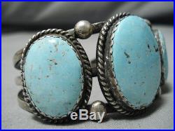 Opulent Vintage Navajo #8 Turquoise Sterling Silver Bracelet Old