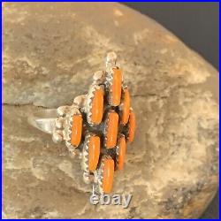 Orange Spiny Oyster Cluster Navajo Sterling Silver Ring Size 7.5 11926 Orange Spiny Oyster Cluster Navajo Sterling Silver Ring Size 7.5 11926