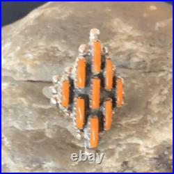 Orange Spiny Oyster Cluster Navajo Sterling Silver Ring Size 7.5 11926 Orange Spiny Oyster Cluster Navajo Sterling Silver Ring Size 7.5 11926