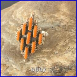 Orange Spiny Oyster Cluster Navajo Sterling Silver Ring Size 7.5 11926 Orange Spiny Oyster Cluster Navajo Sterling Silver Ring Size 7.5 11926