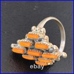Orange Spiny Oyster Cluster Navajo Sterling Silver Ring Size 7.5 11926 Orange Spiny Oyster Cluster Navajo Sterling Silver Ring Size 7.5 11926