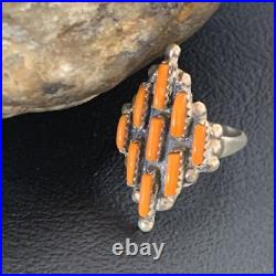 Orange Spiny Oyster Cluster Navajo Sterling Silver Ring Size 7.5 11926 Orange Spiny Oyster Cluster Navajo Sterling Silver Ring Size 7.5 11926