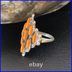 Orange Spiny Oyster Cluster Navajo Sterling Silver Ring Size 7.5 11926 Orange Spiny Oyster Cluster Navajo Sterling Silver Ring Size 7.5 11926