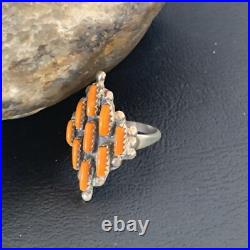 Orange Spiny Oyster Cluster Navajo Sterling Silver Ring Size 7.5 11926 Orange Spiny Oyster Cluster Navajo Sterling Silver Ring Size 7.5 11926