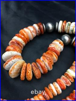 Orange Spiny Oyster Navajo Sterling Silver Necklace 02623 Orange Spiny Oyster Navajo Sterling Silver Necklace 02623
