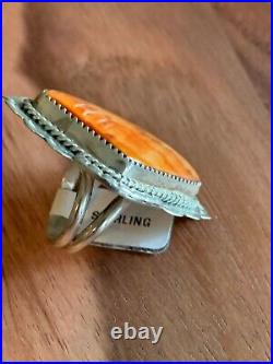 Orange Spiny Sterling Ring (7.50)