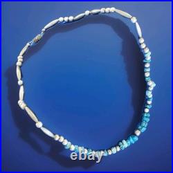 Original NATIVE VINTAGE NAVAJO TURQUOISE STERLING SILVER Beads NECKLACE 21 INCH