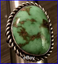 PERRY SHORTY Navajo Sterling Gem Grade Carico Lake Turquoise Ring 21+G Size 11.5