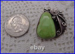 PETERSON JOHNSON Sterling Silver & Gaspeite NAVAJO BROOCH / PENDANT