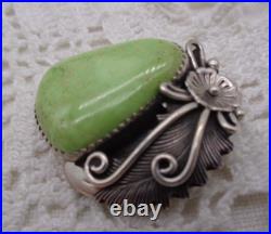 PETERSON JOHNSON Sterling Silver & Gaspeite NAVAJO BROOCH / PENDANT