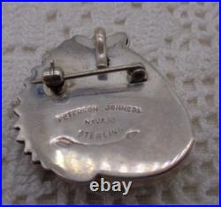 PETERSON JOHNSON Sterling Silver & Gaspeite NAVAJO BROOCH / PENDANT