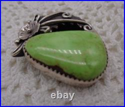 PETERSON JOHNSON Sterling Silver & Gaspeite NAVAJO BROOCH / PENDANT