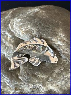 Pava Shell Navajo Sterling Silver Fish Old Pawn Pin Pendant 18153