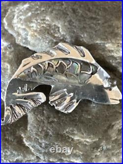 Pava Shell Navajo Sterling Silver Fish Old Pawn Pin Pendant 18153