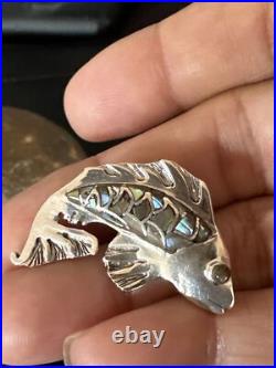 Pava Shell Navajo Sterling Silver Fish Old Pawn Pin Pendant 18153