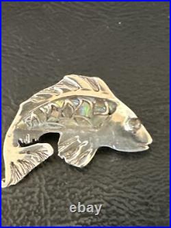 Pava Shell Navajo Sterling Silver Fish Old Pawn Pin Pendant 18153