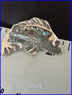 Pava Shell Navajo Sterling Silver Fish Old Pawn Pin Pendant 18153