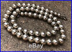 Pawn Navajo Native American Sterling Silver 8mm Pearl Bench Bead Necklace 19