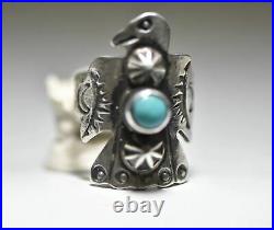 Phoenix ring long Navajo thunderbird turquoise southwest sterling silver women
