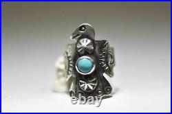 Phoenix ring long Navajo thunderbird turquoise southwest sterling silver women