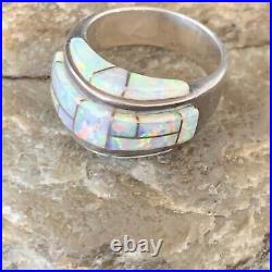 Pink Opal Indian Navajo Sterling Silver Band Inlay Ring Size 6 12403