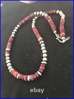 Purple Spiny Oyster Navajo Sterling Silver Necklace 20 10272