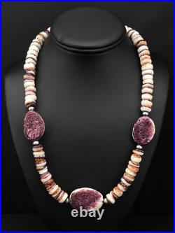 Purple Spiny Oyster Navajo Sterling Silver Necklace 21 04915