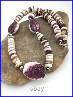 Purple Spiny Oyster Navajo Sterling Silver Necklace 21 04915