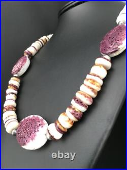 Purple Spiny Oyster Navajo Sterling Silver Necklace 21 04915