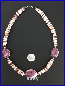 Purple Spiny Oyster Navajo Sterling Silver Necklace 21 04915
