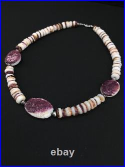 Purple Spiny Oyster Navajo Sterling Silver Necklace 21 04915