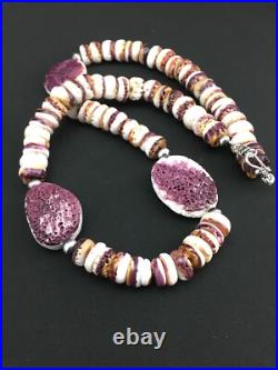 Purple Spiny Oyster Navajo Sterling Silver Necklace 21 04915