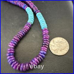 Purple Sugilite Blue Turquoise Bead Navajo Sterling Silver Necklace 22 17915