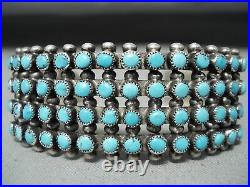Quality Vintage Navajo Snake Eyes Turquoise Sterling Silver Bracelet
